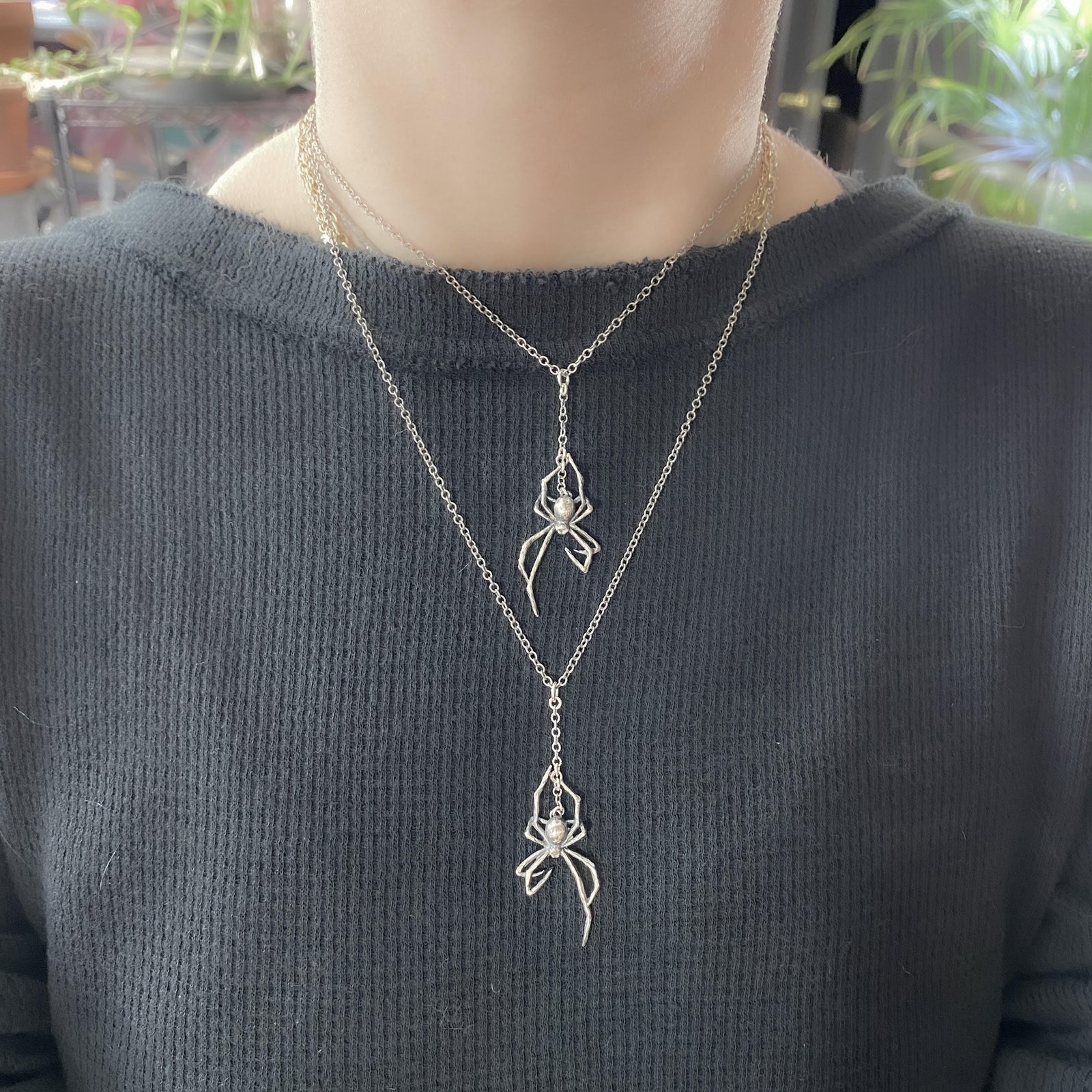 Black Veil + AO Mini Spider necklace in sterling silver or gold